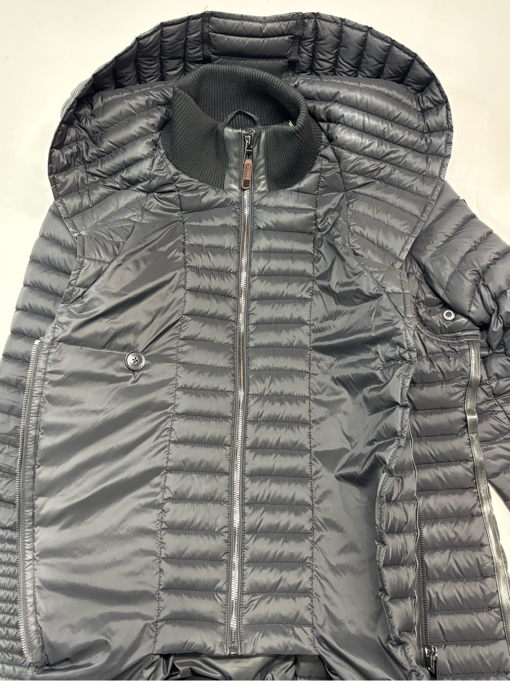RUDSAK Sana Mid-Length Down Puffer Jacket Asymmetric Zipper with Leather Trim XL - Picture 6 of 9